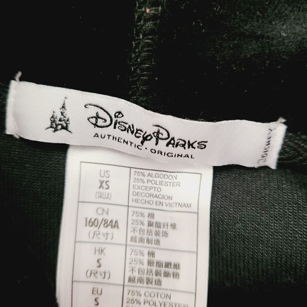 Disney Parks Jacket XS Black Velour Full-Zip Hooded Mickey Mouse Rhinestones - Picture 6 of 6